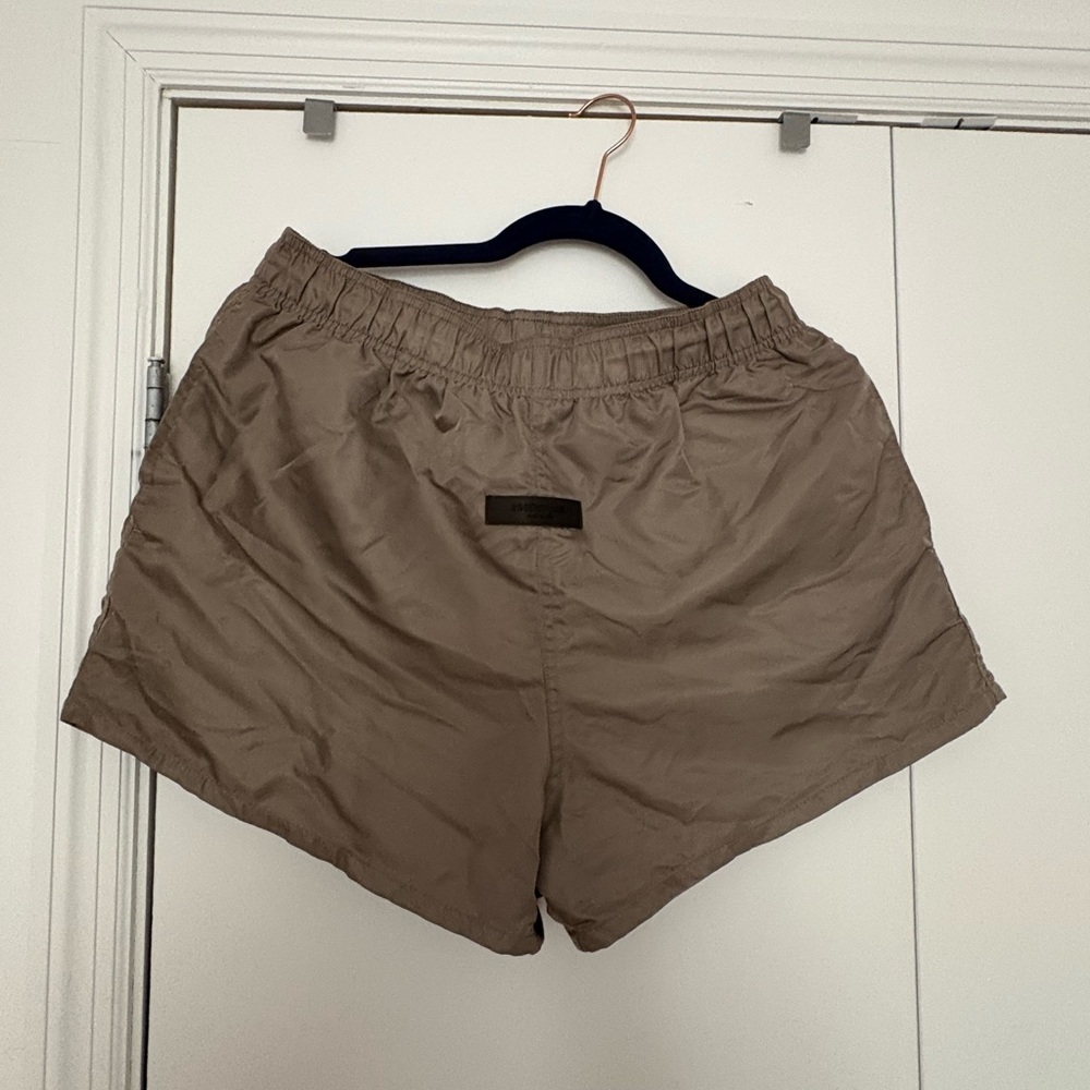 Khaki Fear of God Essentials shorts